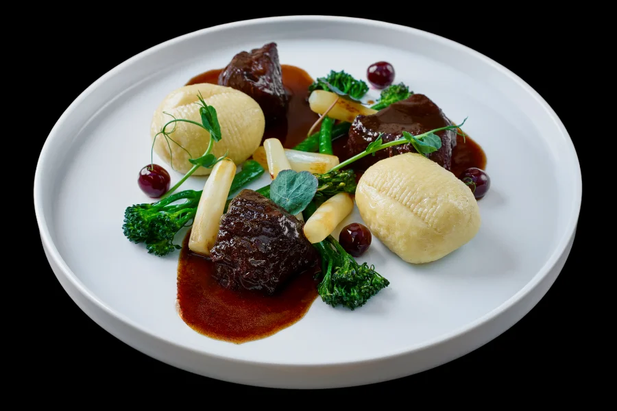 Wild boar shoulder with sour cherry sauce